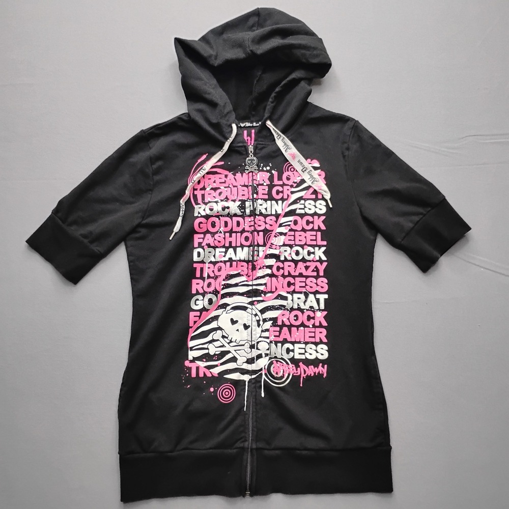 Abbey Dawn Avril Lavigne Emo Full Zip Hoodie Womens Large Short Sleeve